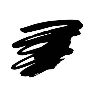 Vektör Fırça Vuruşu. Grunge mürekkep kalemi. Sıkıntılı tüy kalem. Siyah daire, modern desenli kalem darbesi. Keskin bir tüy tarafından mürekkeple çizilmiş kıvrımlar.