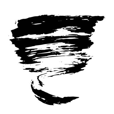 Vektör Fırça Vuruşu. Grunge mürekkep kalemi. Sıkıntılı tüy kalem. Siyah daire, modern desenli kalem darbesi. Keskin bir tüy tarafından mürekkeple çizilmiş kıvrımlar.