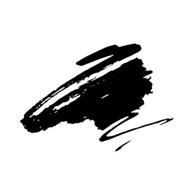 Vektör Fırça Vuruşu. Grunge mürekkep kalemi. Sıkıntılı tüy kalem. Siyah daire, modern desenli kalem darbesi. Keskin bir tüy tarafından mürekkeple çizilmiş kıvrımlar.