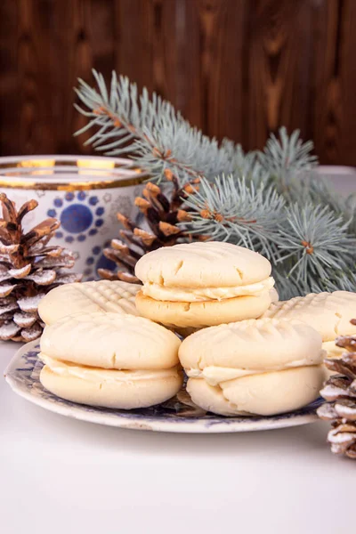 Geleneksel Amerikan Noel kurabiyeleri erime anları. Yılbaşı süslemeleri.