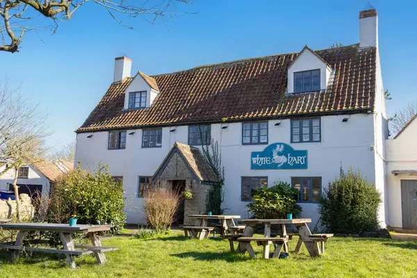 Littleton 'daki White Hart 17. yüzyıl halk evi Severn, Güney Gloucestershire, Birleşik Krallık