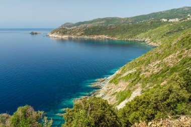 Cape Corse, Fransa 'da güzel panoramik yaz manzarası.