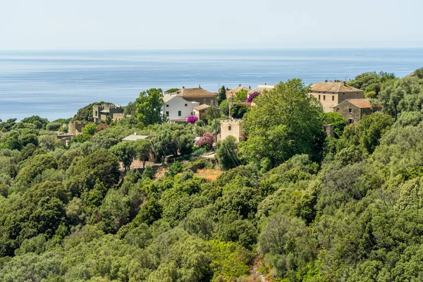 Panoramisch Uitzicht Het Dorp Baragogna Vlakbij Morsiglia Cape Corse Noord — Stockfoto