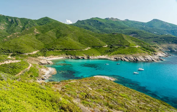 Panoramatický Výhled Krásným Plage Aliso Blízkosti Morsiglia Severní Corse Francie — Stock fotografie