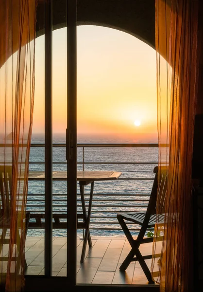 Scenographic Sunset Sea Balcony Ile Rousse Isola Rossa Corse Franciaország — Stock Fotó