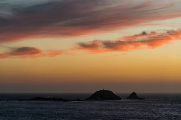 Scénografický Pohled Západ Slunce Ile Rousse Isola Rossa Corse Francie — Stock fotografie