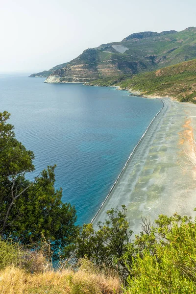 Krásná Černá Pláž Blízkosti Nonza Letním Odpoledni Corse Francie — Stock fotografie