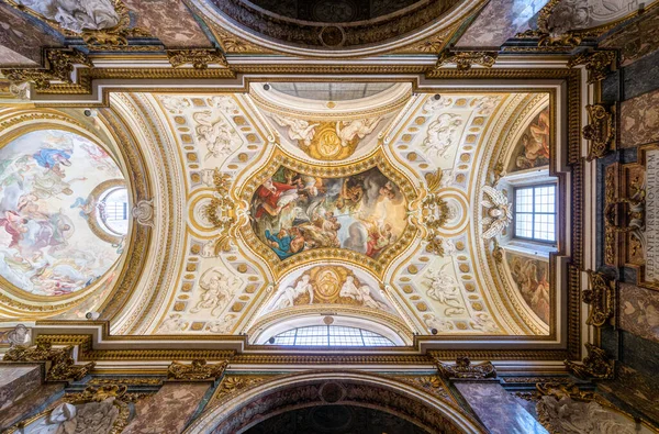 Hermosa Bóveda Con Frescos Iglesia San Nicola Dei Lorenesi Roma — Foto de Stock