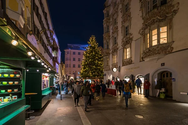 Avusturya Daki Güzel Renkli Innsbruck Noel Pazarı Aralık 2022 — Stok fotoğraf