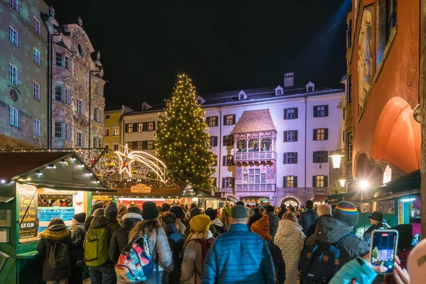 Красивый Красочный Рождественский Рынок Австрии 2022 Декабря — стоковое фото