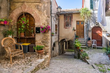 Poggio Catino 'da manzara, İtalya' nın orta kesimindeki Rieti, Lazio iline bağlı pitoresk bir köy..