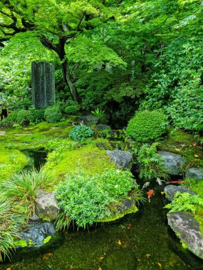 Kamakura 'daki güzel Hase-dera Tapınağı' nda manzara. Kanagawa, Japonya.
