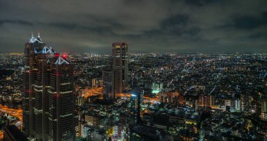 Tokyo Metropolitan Hükümet Binası 'nın güzel manzarası, Shinjuku, Tokyo, Japonya.