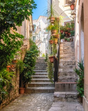 İtalya 'nın Lazio eyaletindeki güzel Monte San Biagio köyünden manzara..