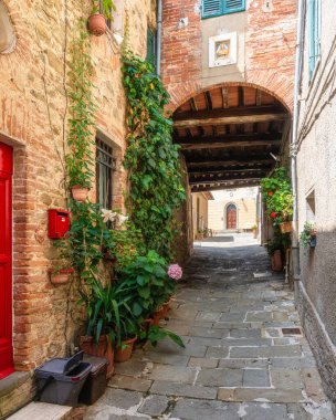 Sinalunga yakınlarındaki küçük Scrofiano köyünde manzara. Siena ili, Toskana, İtalya.