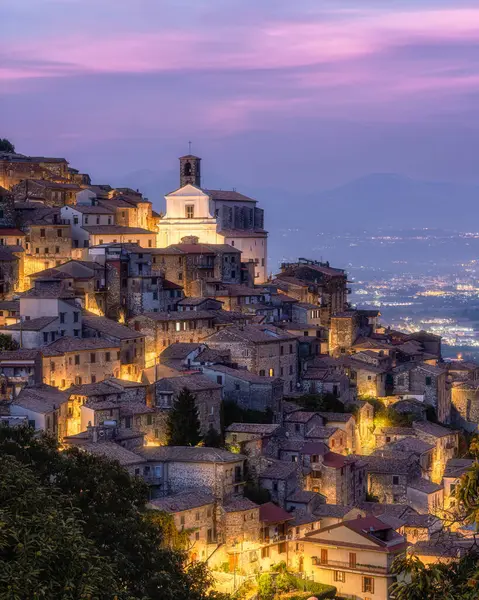 Patrica Atardecer Hermosa Pequeña Ciudad Provincia Frosinone Lazio Italia —  Fotos de Stock