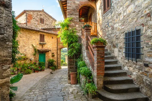 Picturesque Village Montefioralle Greve Chianti Sunny Summer Day Province Florence — Stock Photo, Image