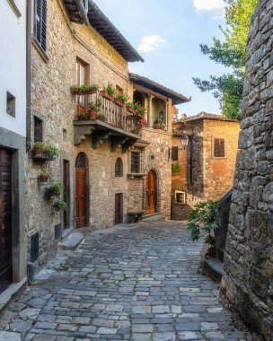The picturesque village of Montefioralle, near Greve in Chianti, on a sunny summer day. Province of Florence, Tuscany, Italy. clipart