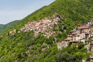 Panoramic view of Ascrea, beautiful village near the Turano Lake, in the province of Rieti, Lazio, Italy. clipart