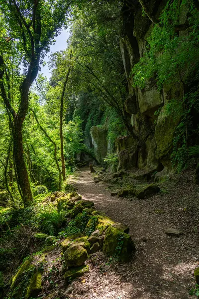 stock image Beautiful natural landscape with traces of ancient civilizations in the Chia Waterfall Park, in the Province of Viterbo, Lazio, Italy.