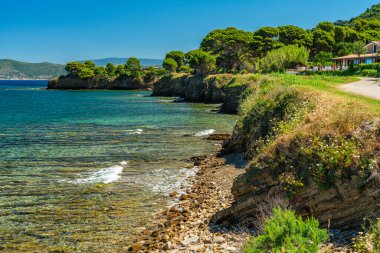 Beautiful mediterranean landscape at Punta Licosa, near Castellabate in the Cilento region. Province of Salerno, Campania, Italy. clipart