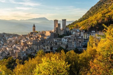 Pacentro in a late autumn afternoon, medieval village in L'Aquila province, Abruzzo, central Italy. clipart