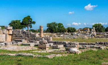 The majestic archeological site of Paestum, in the Province of Salerno, Campania, Italy. clipart