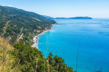 Campania 'nın Cilento bölgesindeki güzel Pisciotta köyü. İtalya.