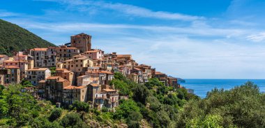 The beautiful village of Pisciotta, in the Cilento region of Campania. Italy. clipart