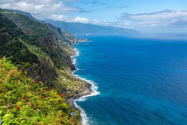 Scenic panoramic view from Miradouro da Vigia on a summer morning, Sao Jorge, Madeira island, Portugal. clipart