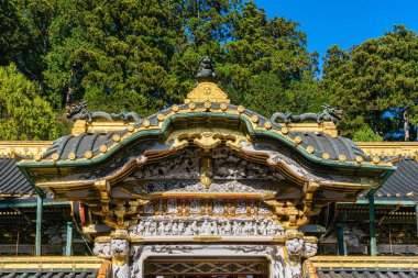 Nikko 'daki Tosho-gu Tapınağı' ndaki muhteşem dekorasyonlar. Tochigi Bölgesi, Japonya.