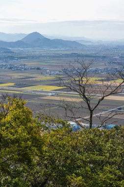 Panoramic view from Murakumo Zuiryu Temple in Omihachiman during fall season. Kansai region, Shiga Prefecture, Japan.