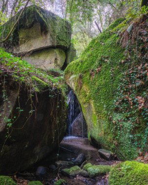 Arcionello Vadisi ve Fosso Luparo 'da Viterbo yakınlarında manzara. Lazio bölgesi, İtalya.