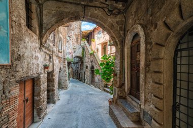 Viterbo, Lazio, İtalya 'nın güzel Corchiano köyünde manzara..