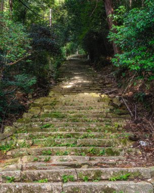 Güz mevsiminde güzel Chomeiji Tapınağı, Biwa Gölü 'nde, Omihachiman kasabası yakınlarında. Shiga Bölgesi, Japonya.