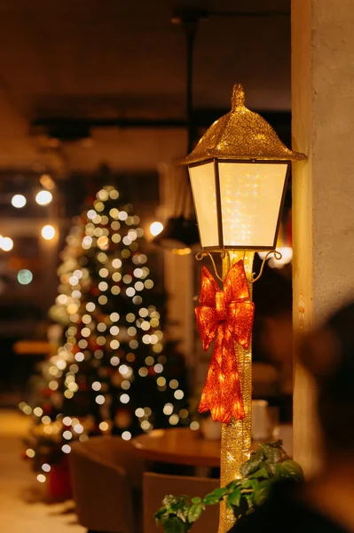 Christmas Decoration Restaurant New Year Interior Cafe — Stock Photo, Image