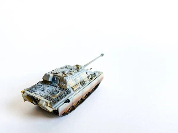 Wereld Oorlog Tank Model Speelgoed Isoleren Witte Achtergrond — Stockfoto