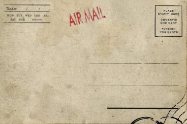 Tayland dilinde kirli lekeli eski kartpostalın arkası