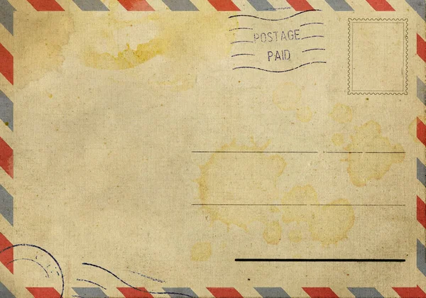 Parte Trás Cartão Postal Antigo Com Mancha Suja — Fotografia de Stock