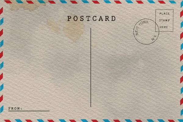Rückseite Alte Postkarte Mit Schmutzigem Fleck — Stockfoto
