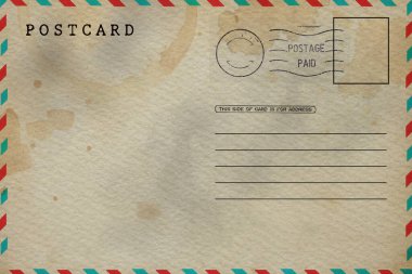 Kirli lekeli eski kartpostalın arkası