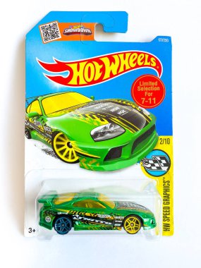 Bangkok Thailand - 21 Jan 2023: Pack of Hot Wheels die-cast car model for Hot Wheels series. Hot Wheels is a scale die-cast toy cars by American toy maker Mattel in 1968
