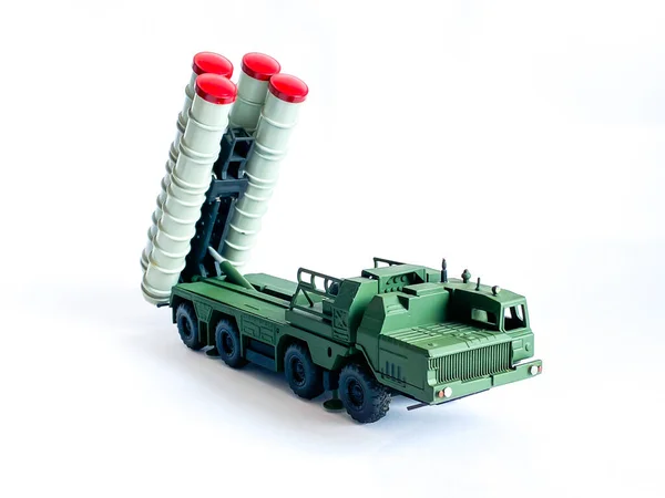 Rusland Vliegtuig Raket Model Speelgoed Witte Achtergrond — Stockfoto