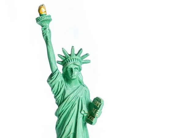 Mała Pamiątka Statuy Wolności Białym Tle Symbol Nowego Jorku — Zdjęcie stockowe