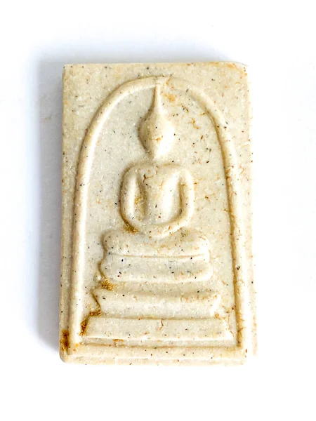 Thai Old Buddha Amulet White Background — Stockfoto