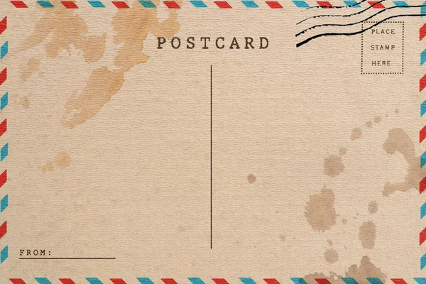 Parte Posterior Vieja Postal Con Mancha Sucia Imagen de archivo