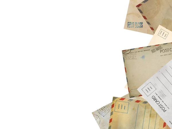 Lote Cartão Postal Antigo Fundo Branco Espaço Para Texto — Fotografia de Stock