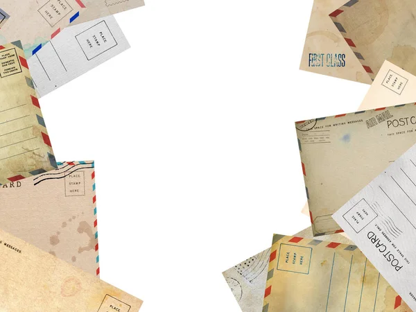 Lote Cartão Postal Antigo Fundo Branco Espaço Para Texto — Fotografia de Stock