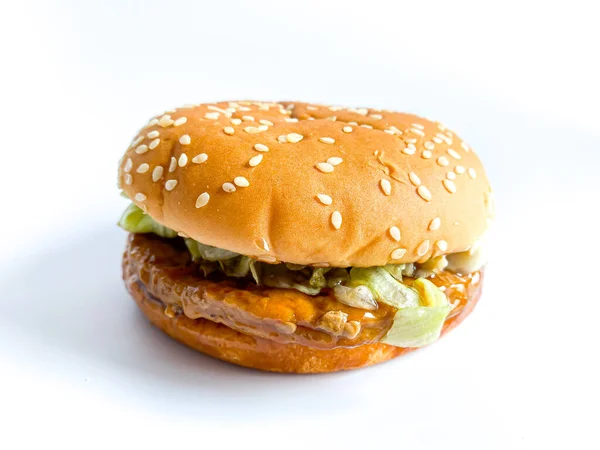 Hamburger Porc Prêt Manger Sur Fond Blanc — Photo