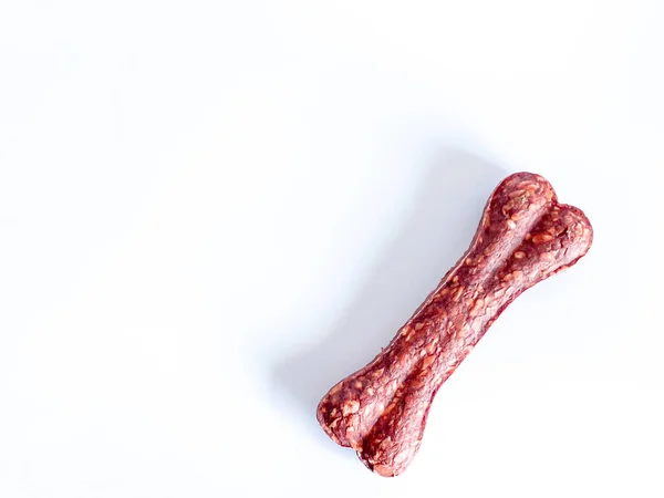 Pes Žvýkat Kost Hůl Bílém Pozadí — Stock fotografie